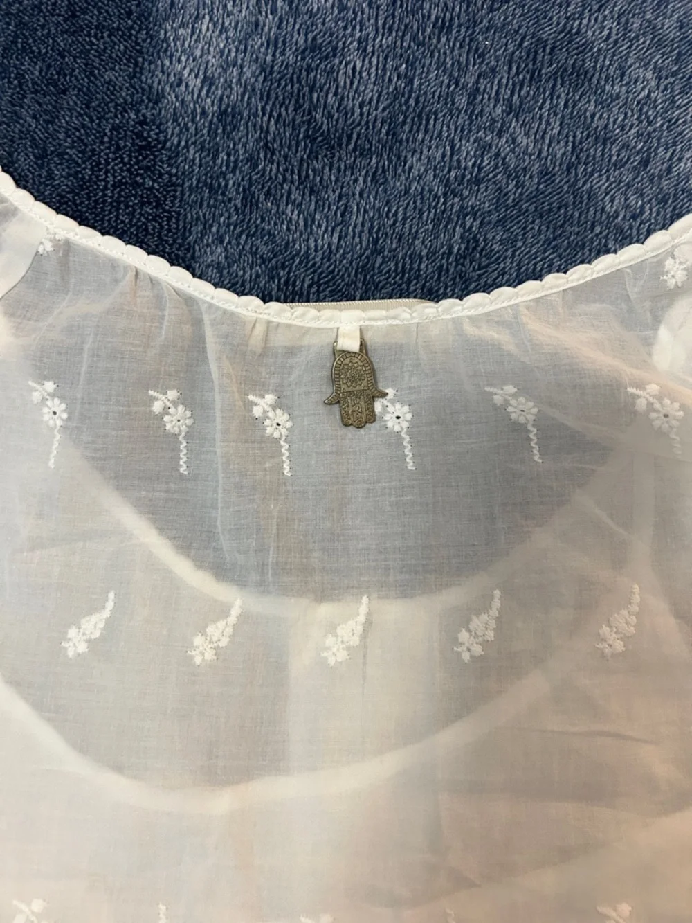 White Eyelet embroidered Drawstring Waist Dress - Picture 8 of 8